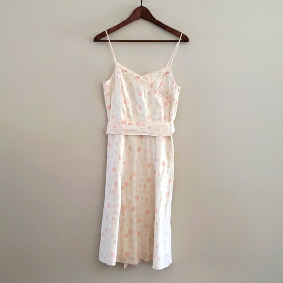 AMERICAN EAGLE Ivory Pastel Polka Dot Spaghetti Strap Dress Wrap Front S… - Picture 2 of 3